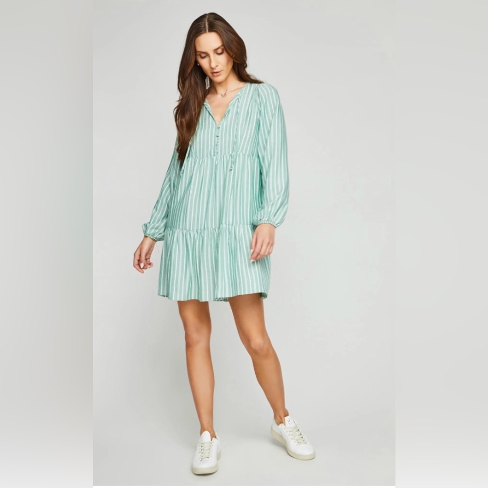 Gentle Fawn Striped Long Sleeve Dress, Long Sleeve Striped Dress, Lined Size: M - Picture 1 of 13